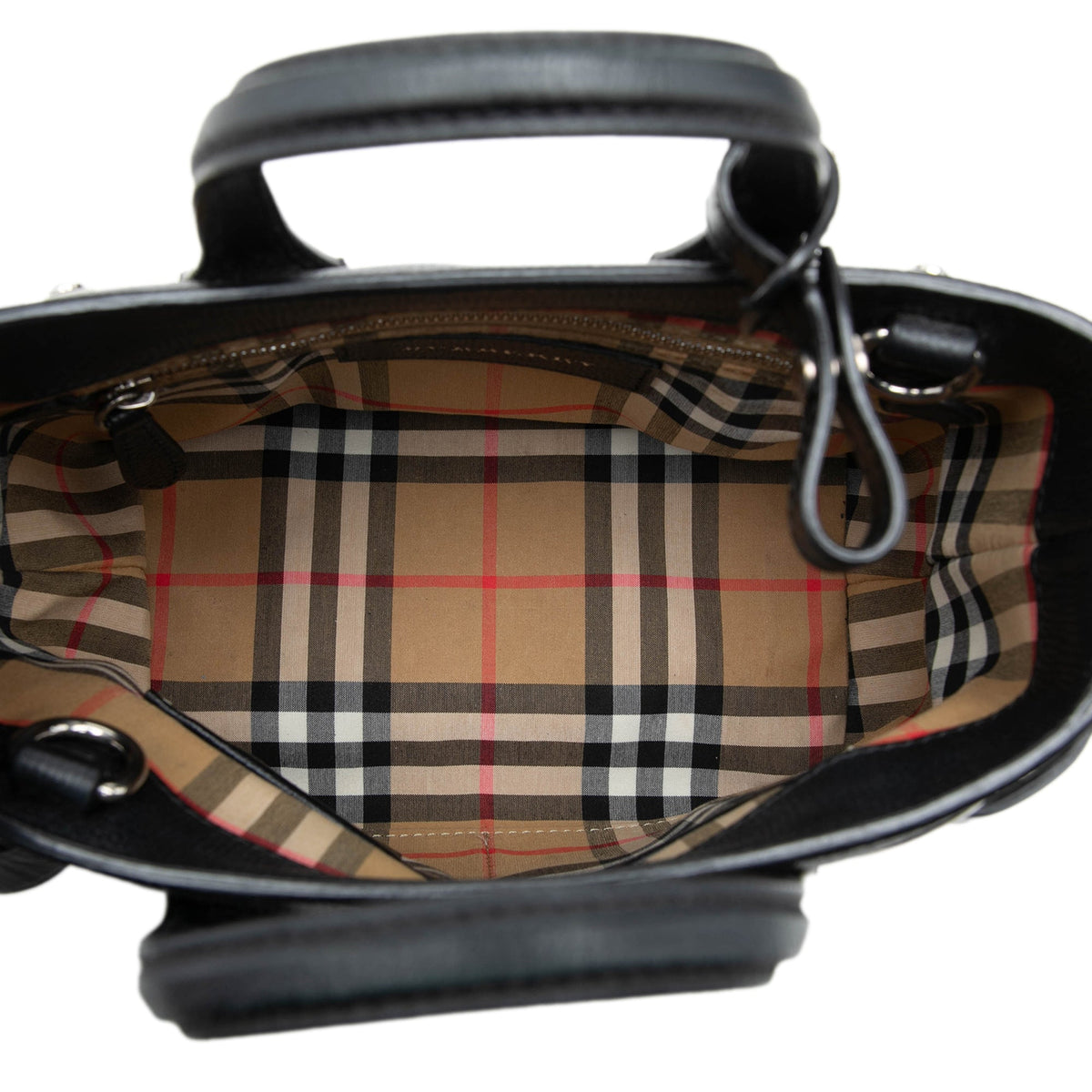 Burberry Baby Grained Calfskin Grommet Banner Satchel — Black