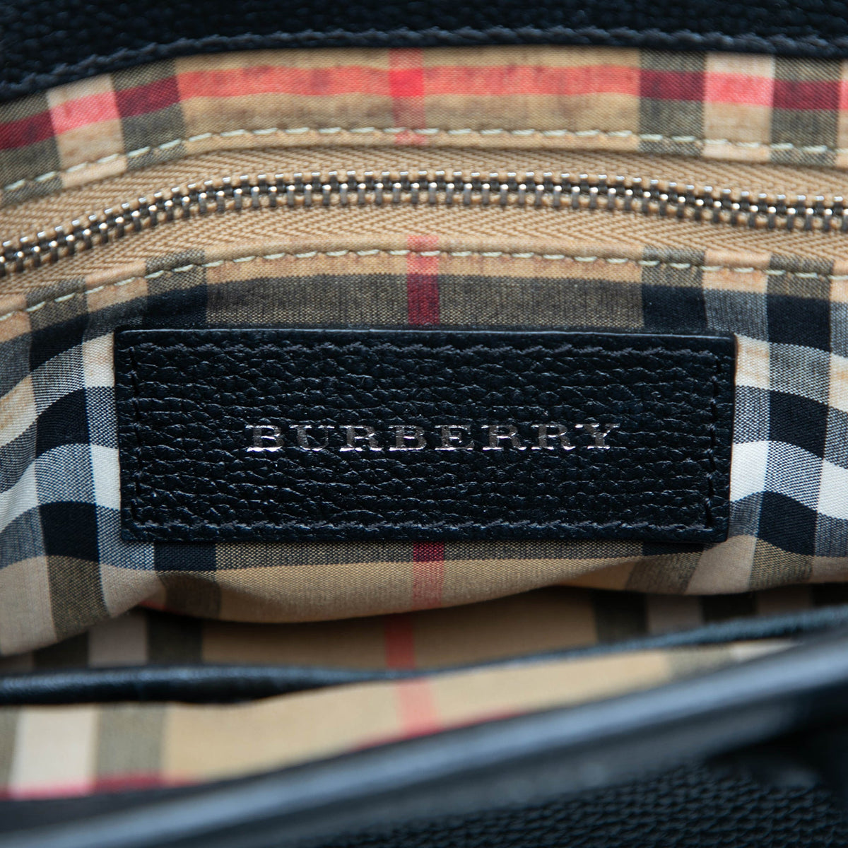 Burberry Baby Grained Calfskin Grommet Banner Satchel — Black