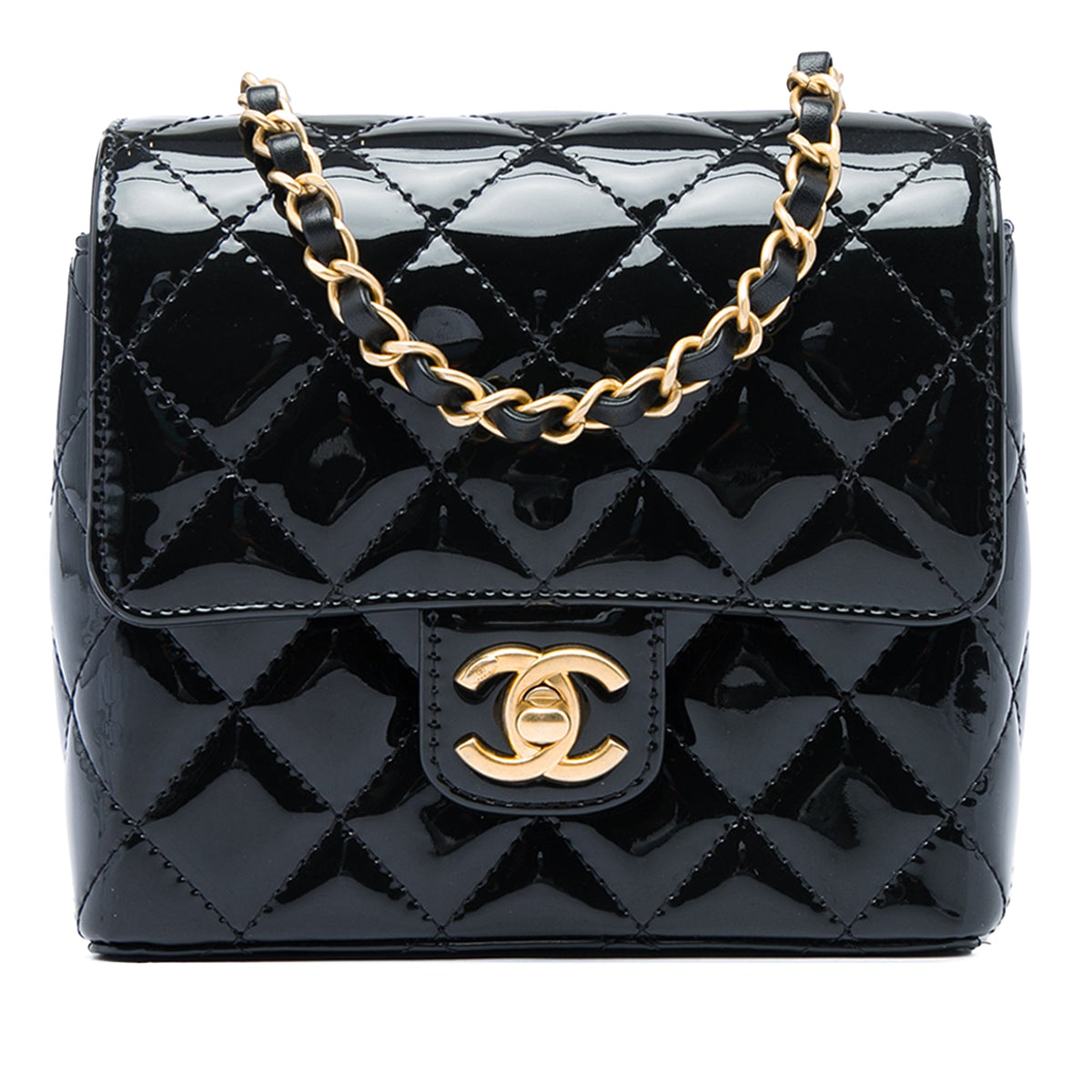 Chanel Mini Square Quilted Patent Single Flap