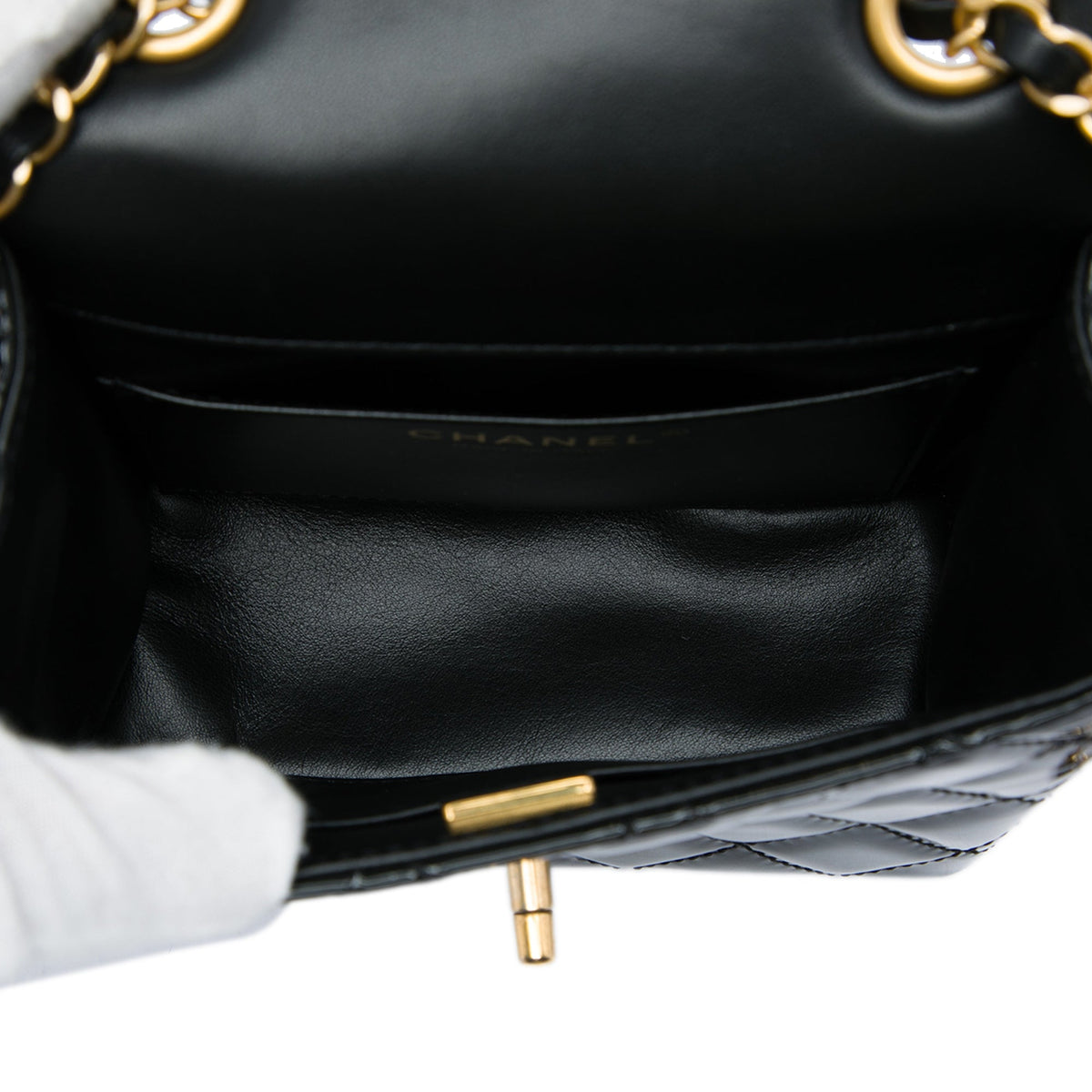 Chanel Mini Square Quilted Patent Single Flap