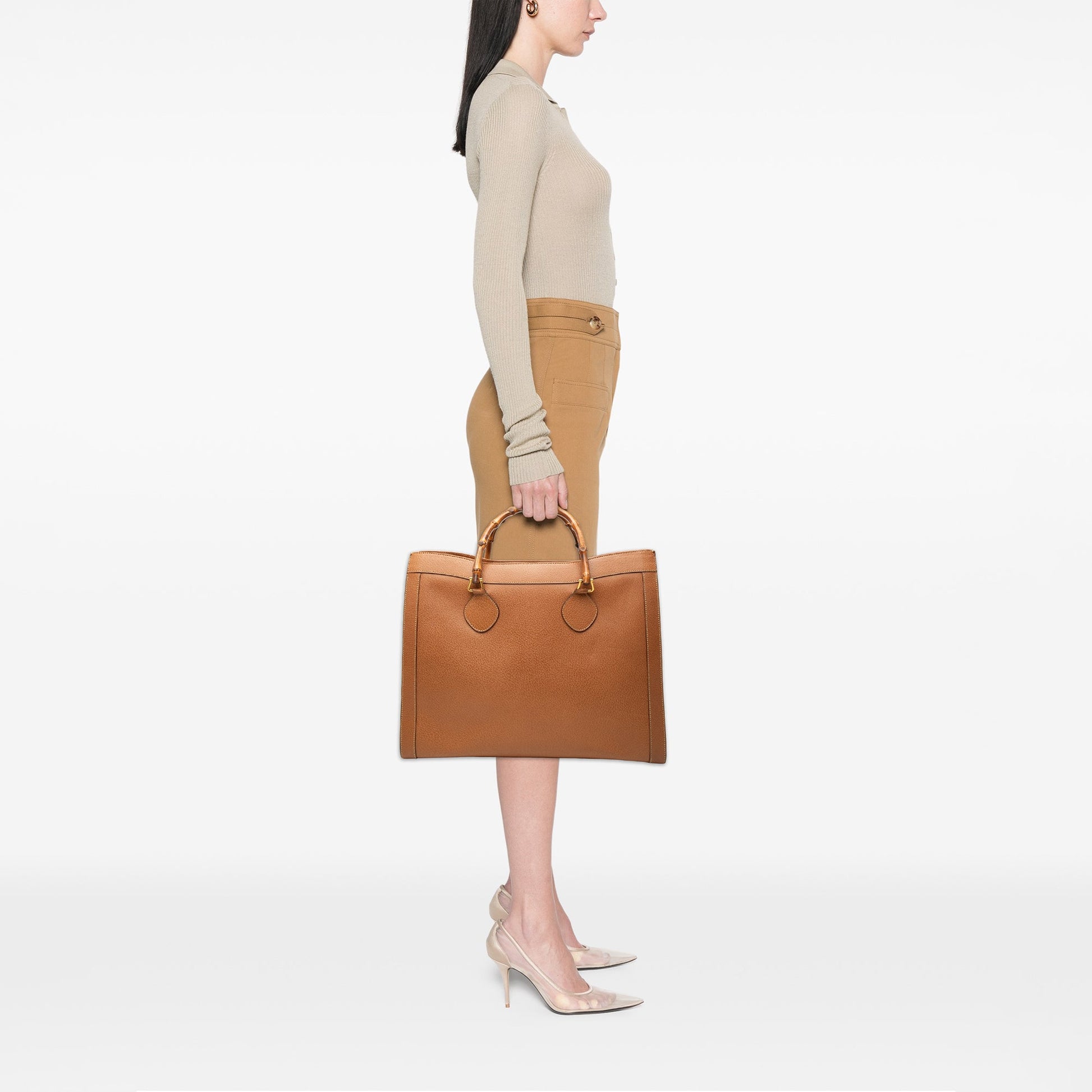 Gucci Calfskin Bamboo Tote