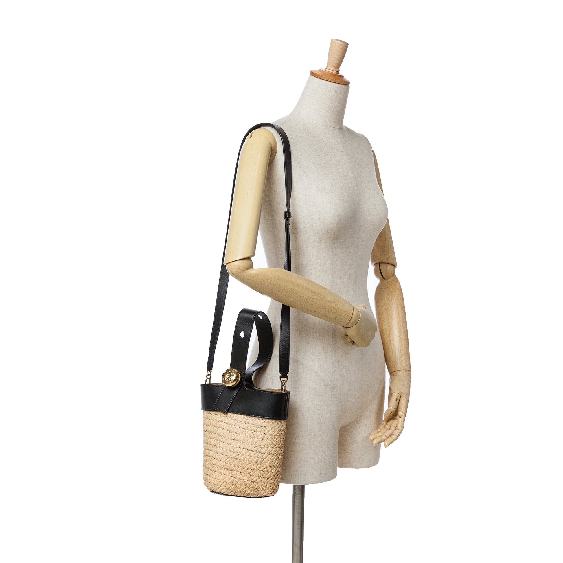 LOEWE Mini Raffia Pebble Bucket Bag