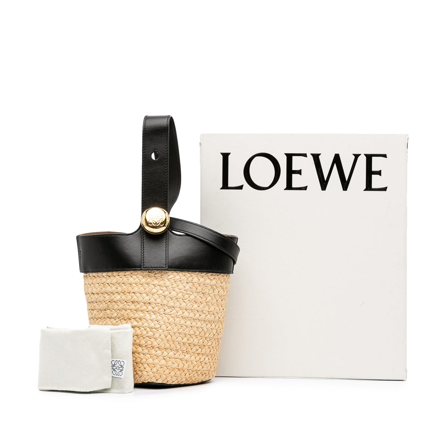 LOEWE Mini Raffia Pebble Bucket Bag