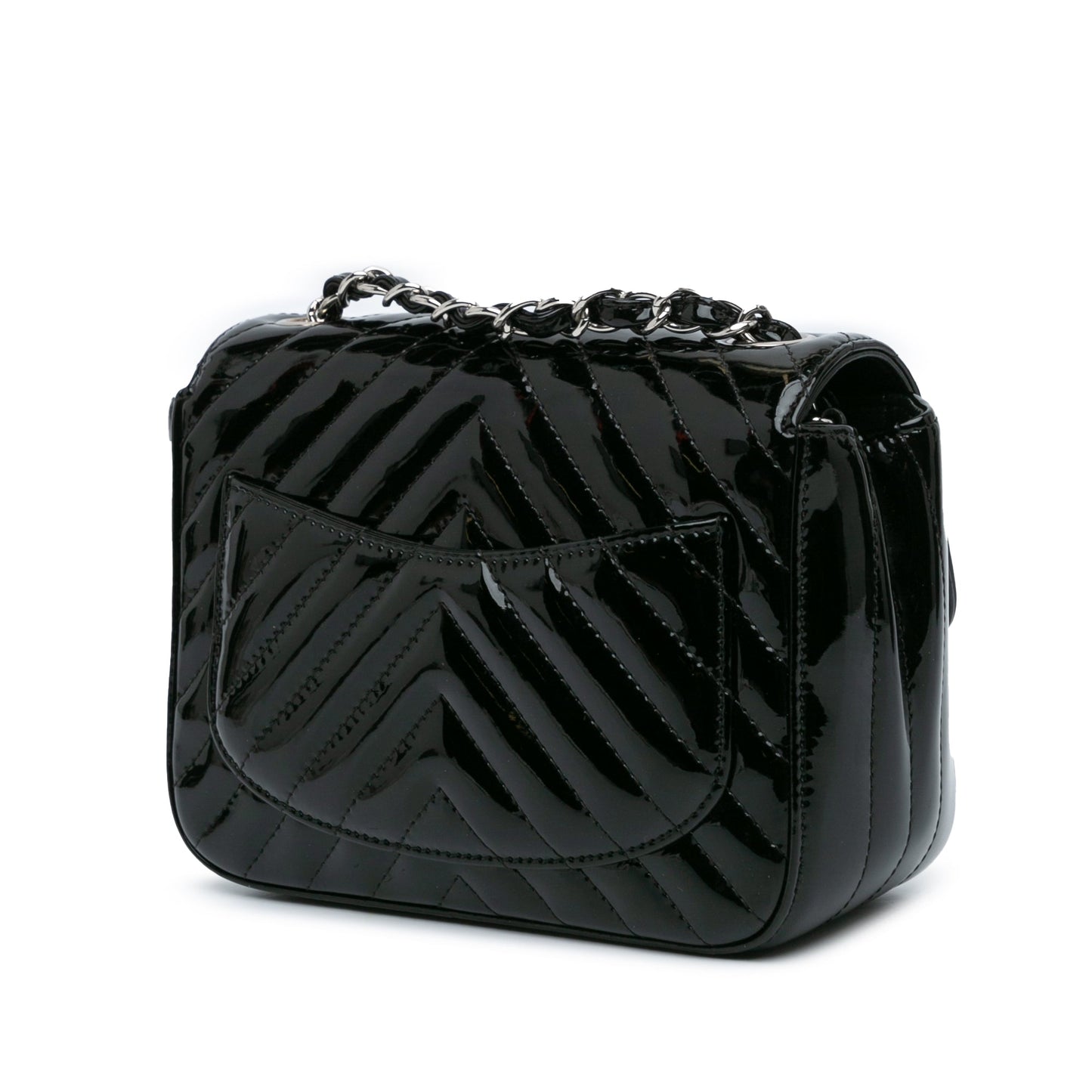 Chanel Mini Square Classic Chevron Patent Flap
