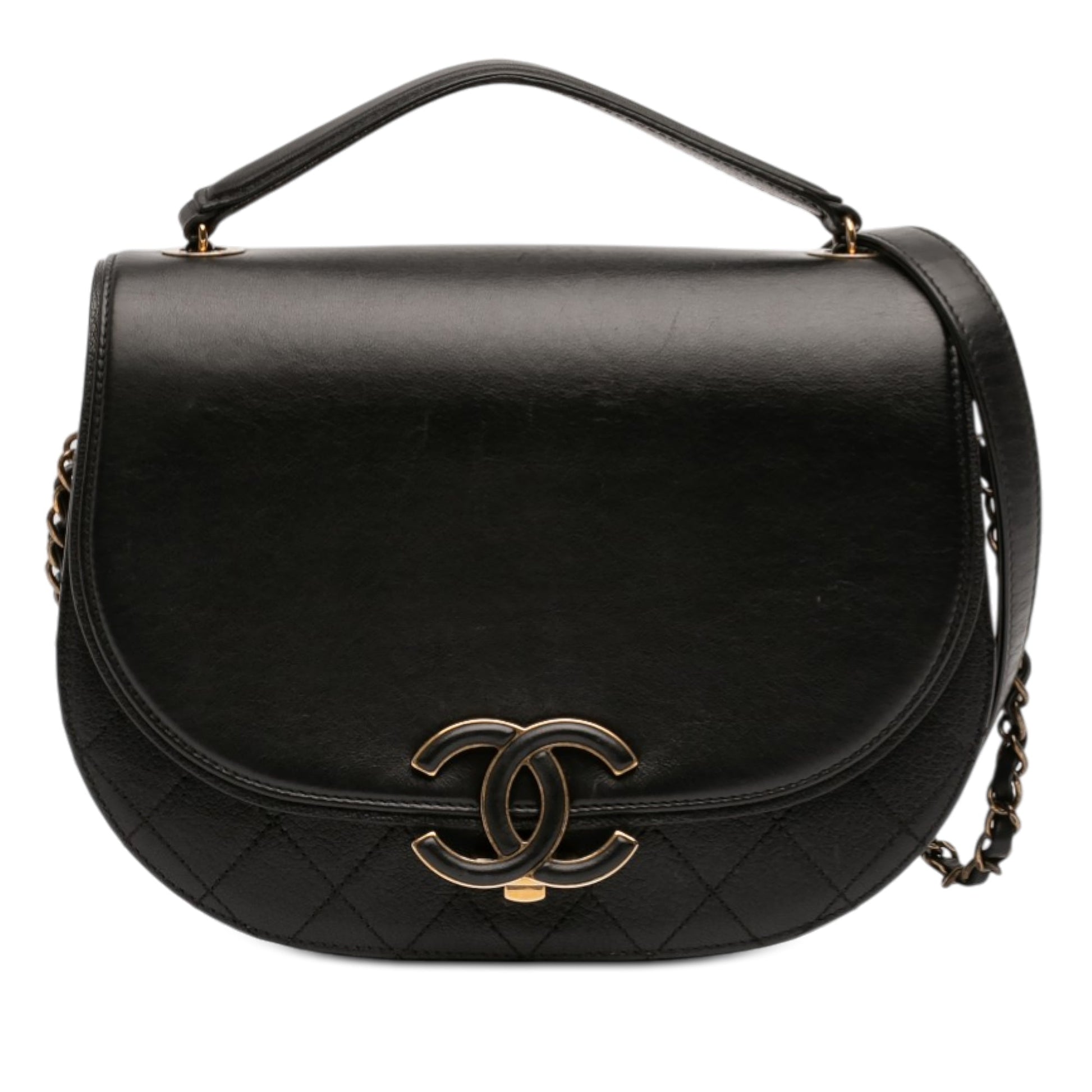 Chanel Medium Shiny Calfskin and Quilted Goatskin Coco Curve Flap