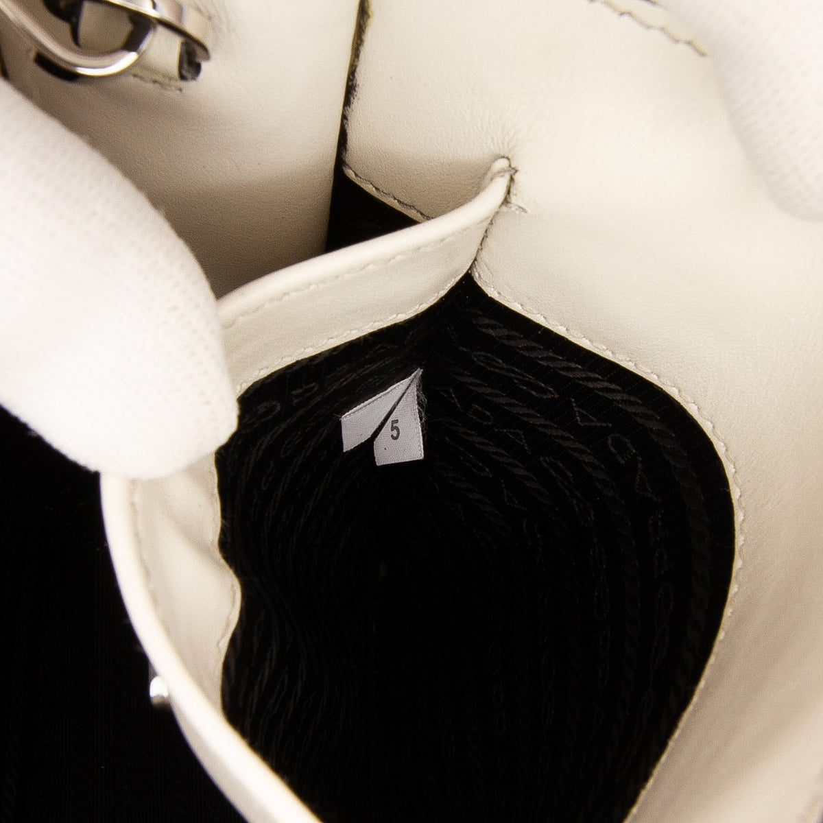 Prada Mini Soft Calf Logo Drill Satchel