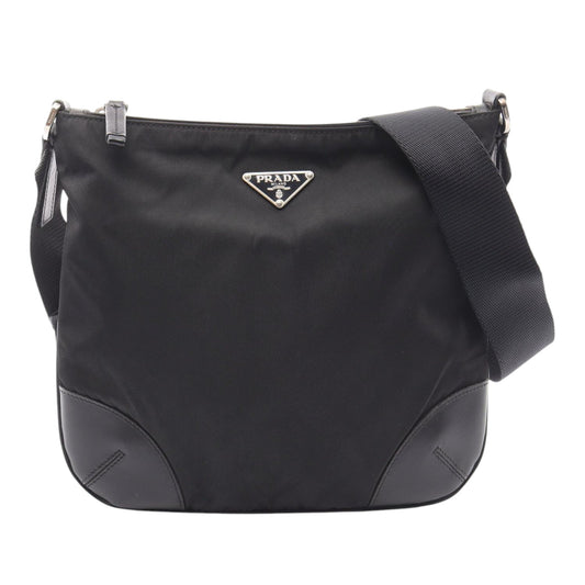 Prada Vitello Trimmed Tessuto Zip Top Crossbody