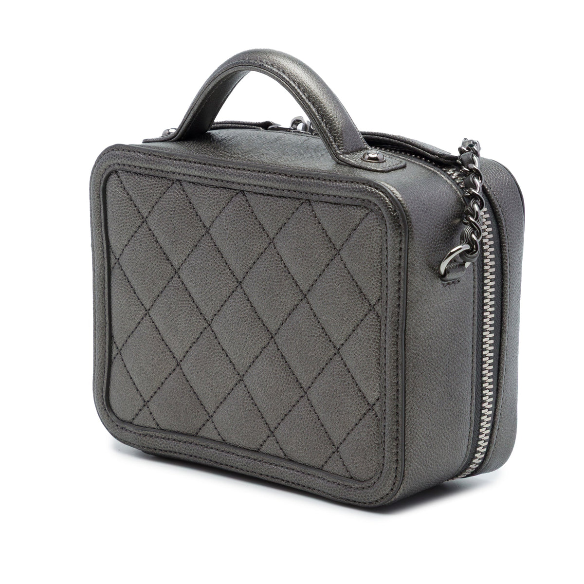 Chanel Small Metallic Caviar CC Filigree Vanity Case