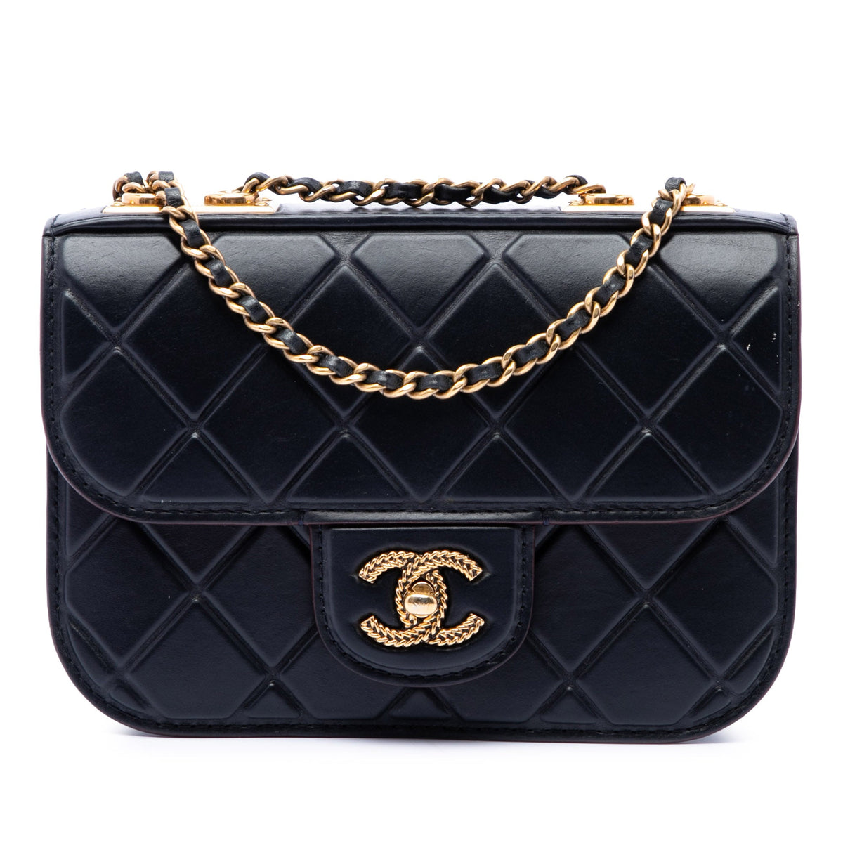 Chanel CC Embossed Quilt Calfskin Single Flap