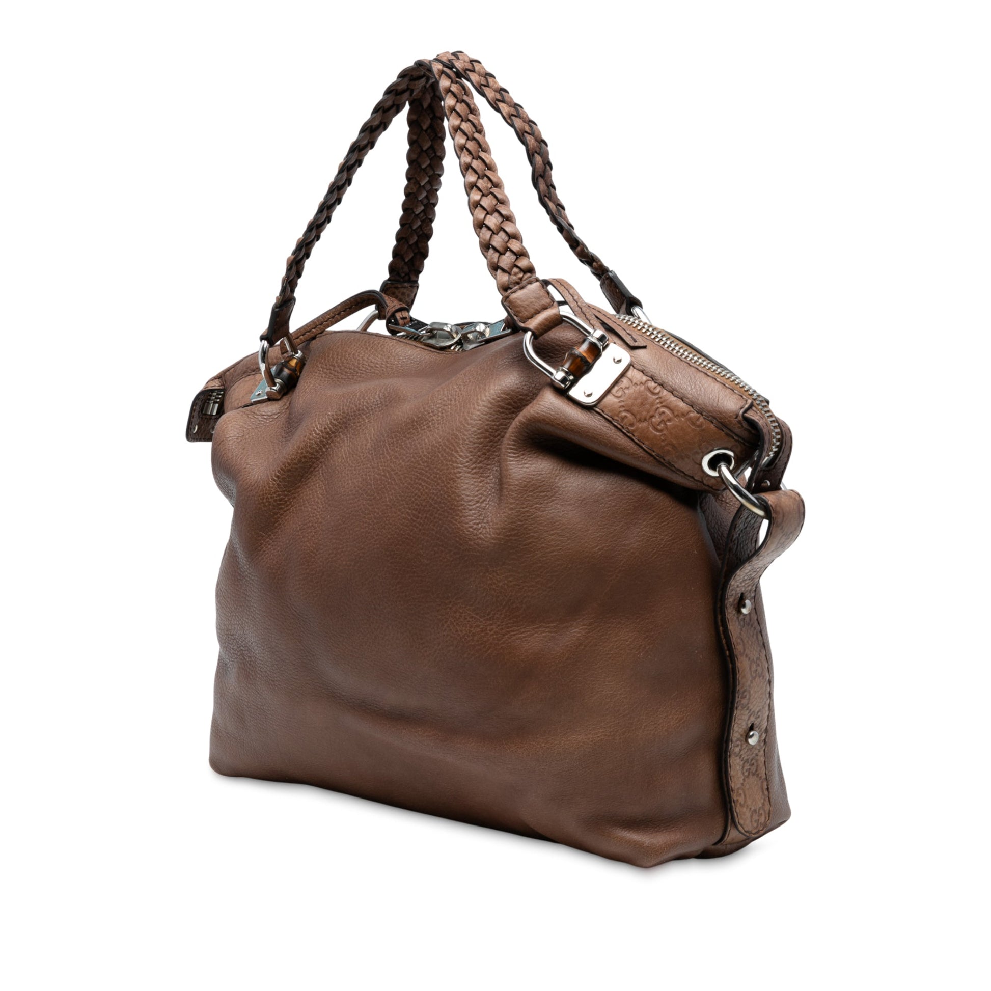Gucci Large Leather Bamboo Bar Tote