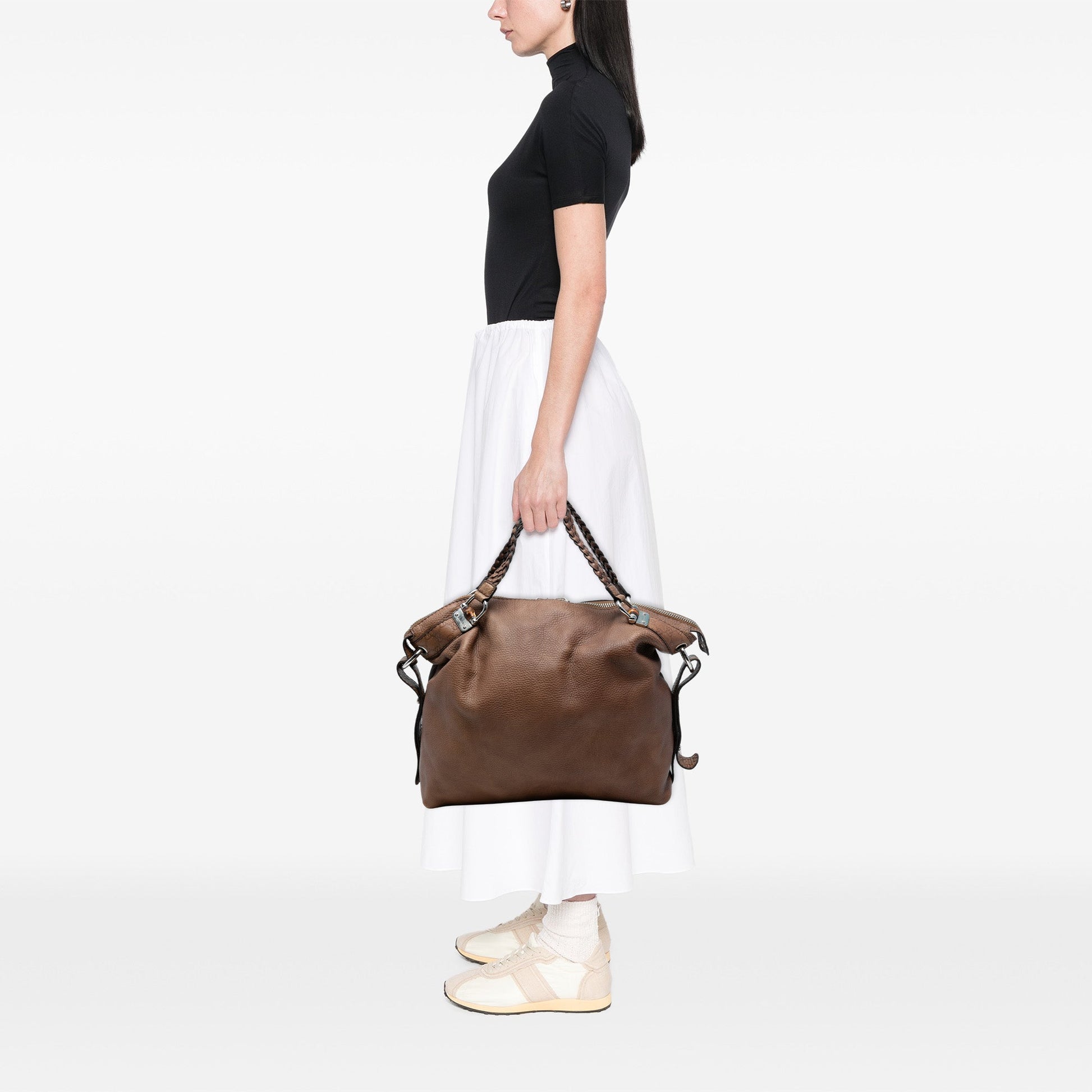 Gucci Large Leather Bamboo Bar Tote