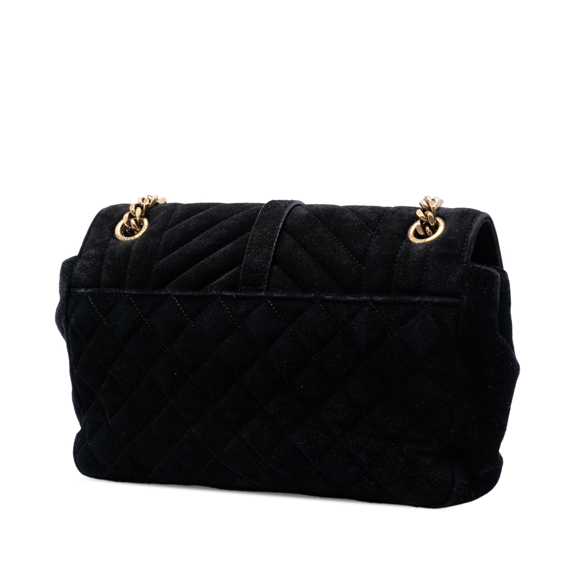 Saint Laurent Medium Suede Triquilt Monogram College Bag