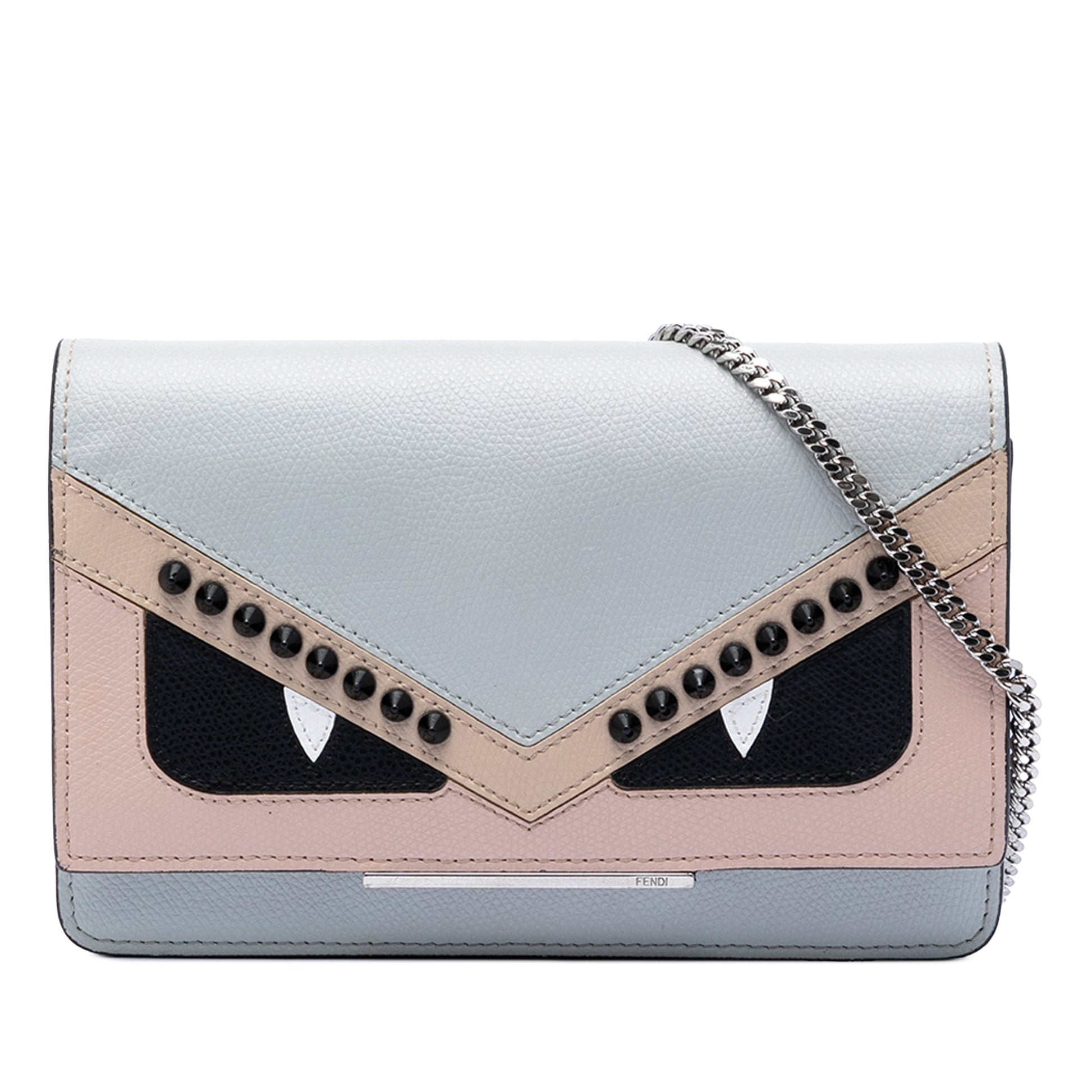 Fendi Studded Leather Monster Eyes Tube Wallet On Chain
