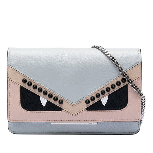 Fendi Studded Leather Monster Eyes Tube Wallet On Chain