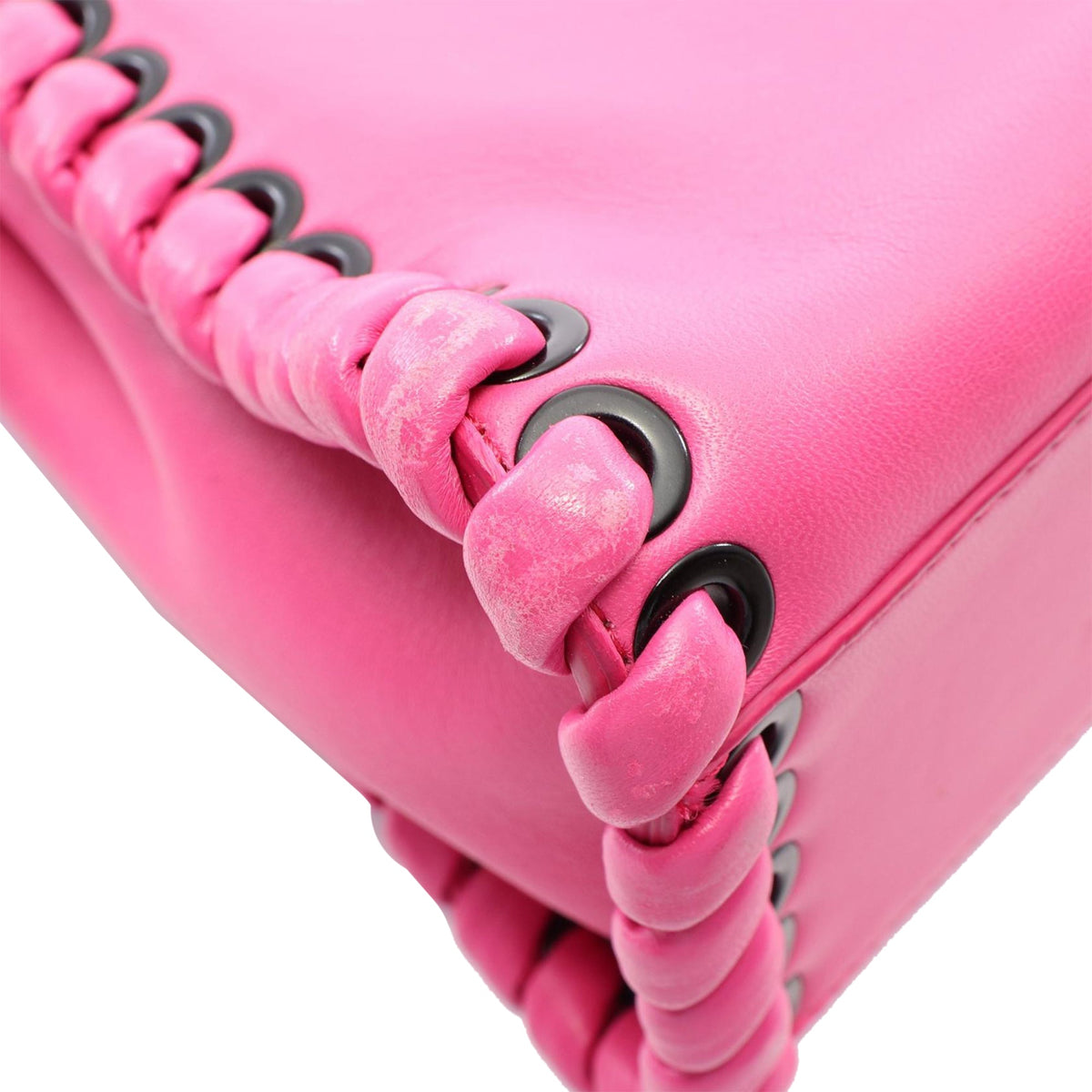 Fendi Mini Leather Lace Up Peekaboo Iconic Satchel — Pink