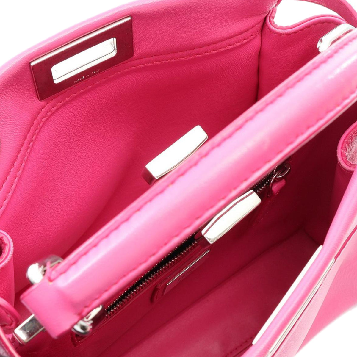 Fendi Mini Leather Lace Up Peekaboo Iconic Satchel — Pink
