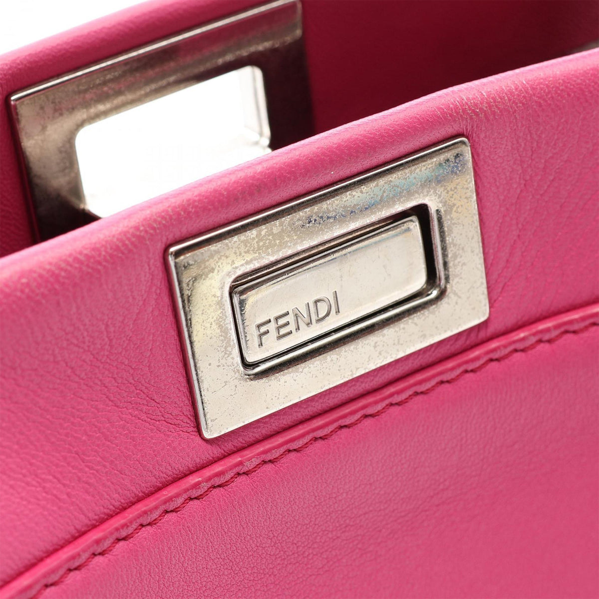 Fendi Mini Leather Lace Up Peekaboo Iconic Satchel — Pink