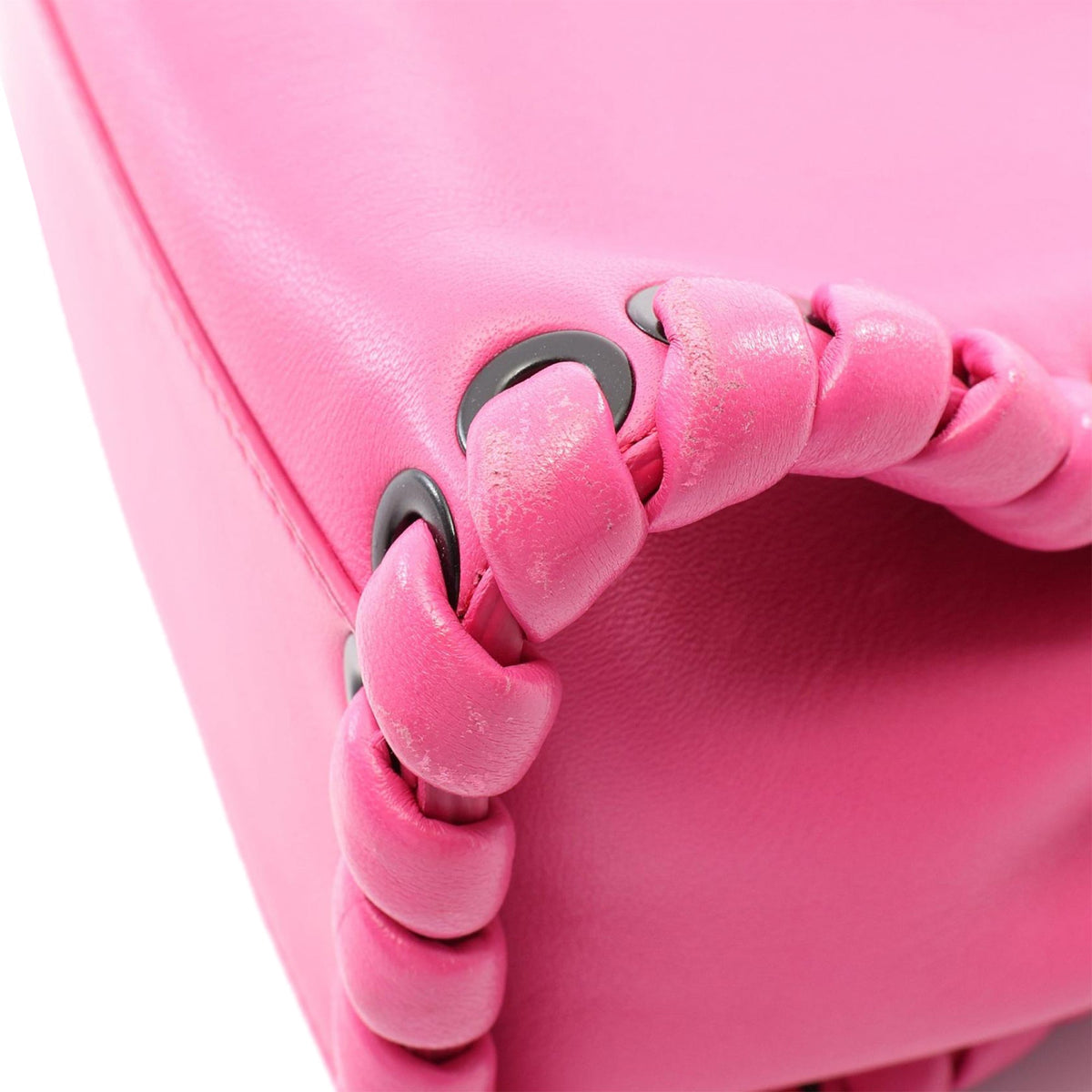 Fendi Mini Leather Lace Up Peekaboo Iconic Satchel — Pink