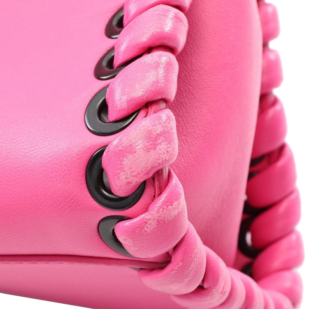 Fendi Mini Leather Lace Up Peekaboo Iconic Satchel — Pink
