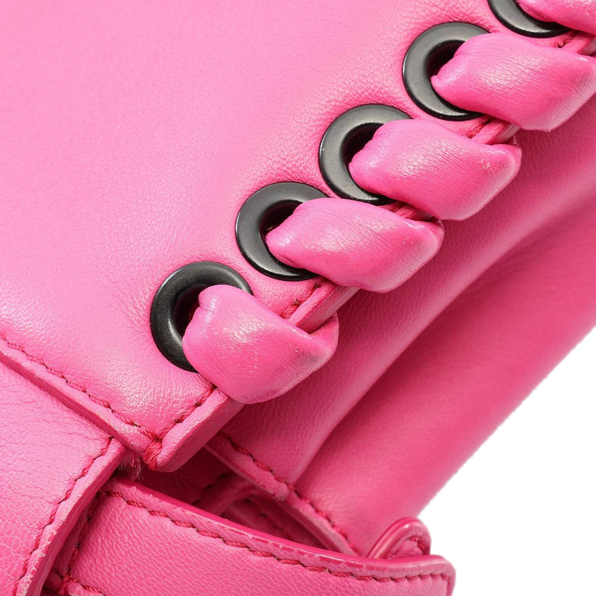 Fendi Mini Leather Lace Up Peekaboo Iconic Satchel — Pink