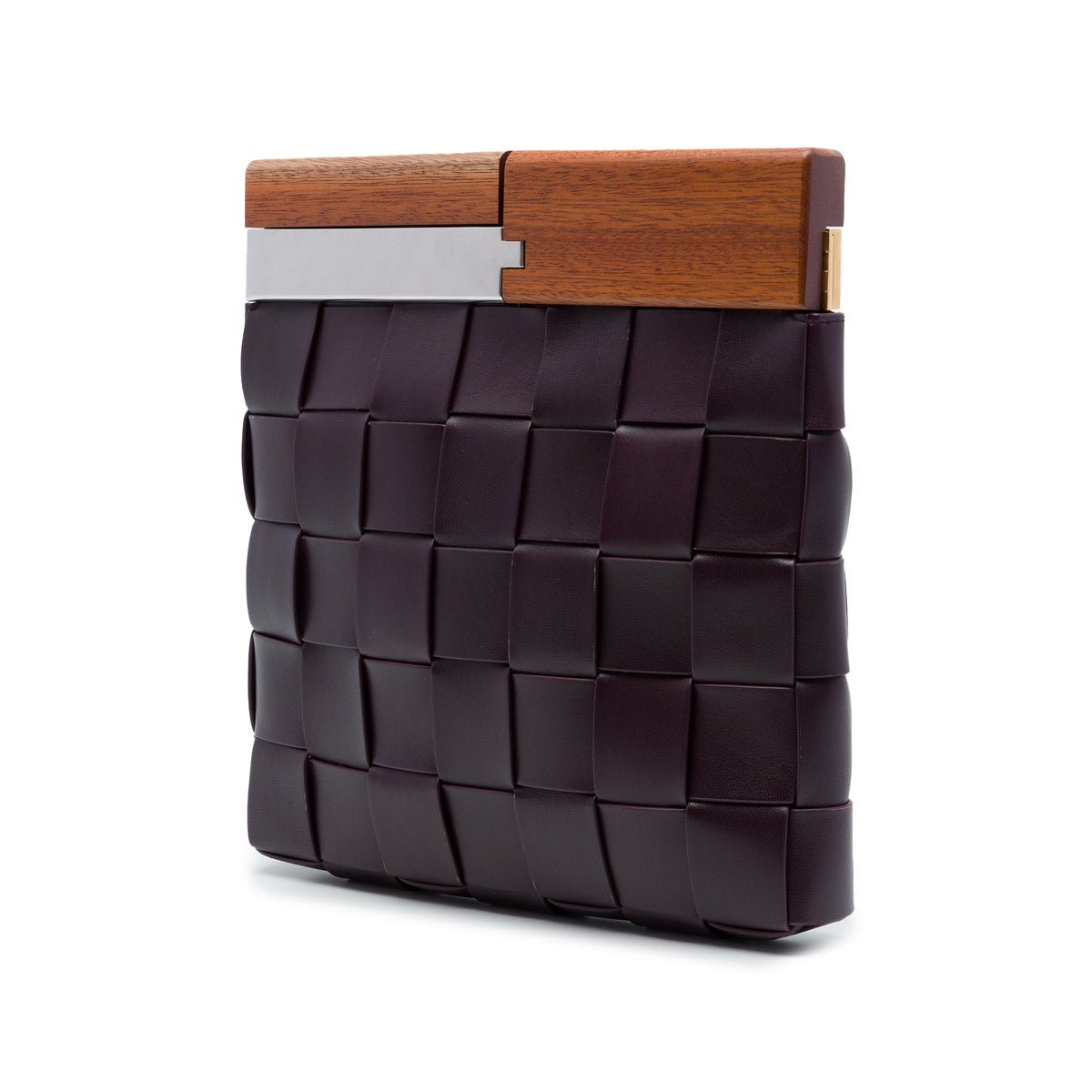 Bottega Veneta Lambskin Maxi Intrecciato The Snap Clutch