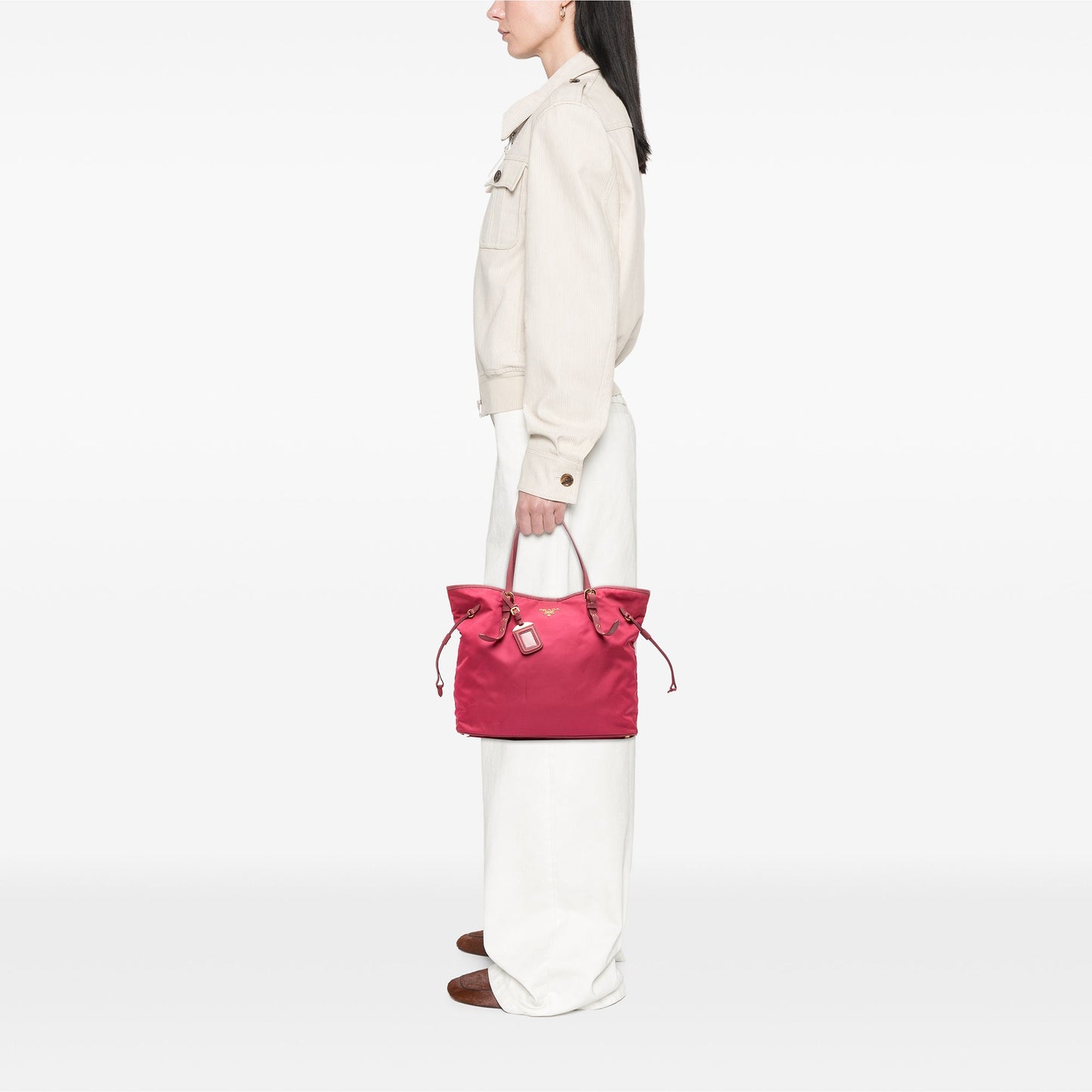 Prada Saffiano Trimmed Tessuto Tote
