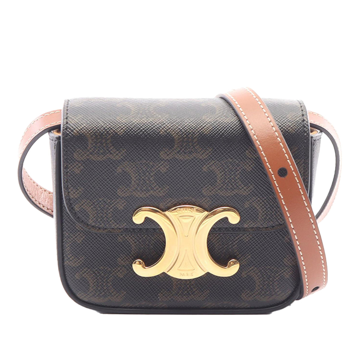 Celine Mini Triomphe Coated Canvas Claude Crossbody
