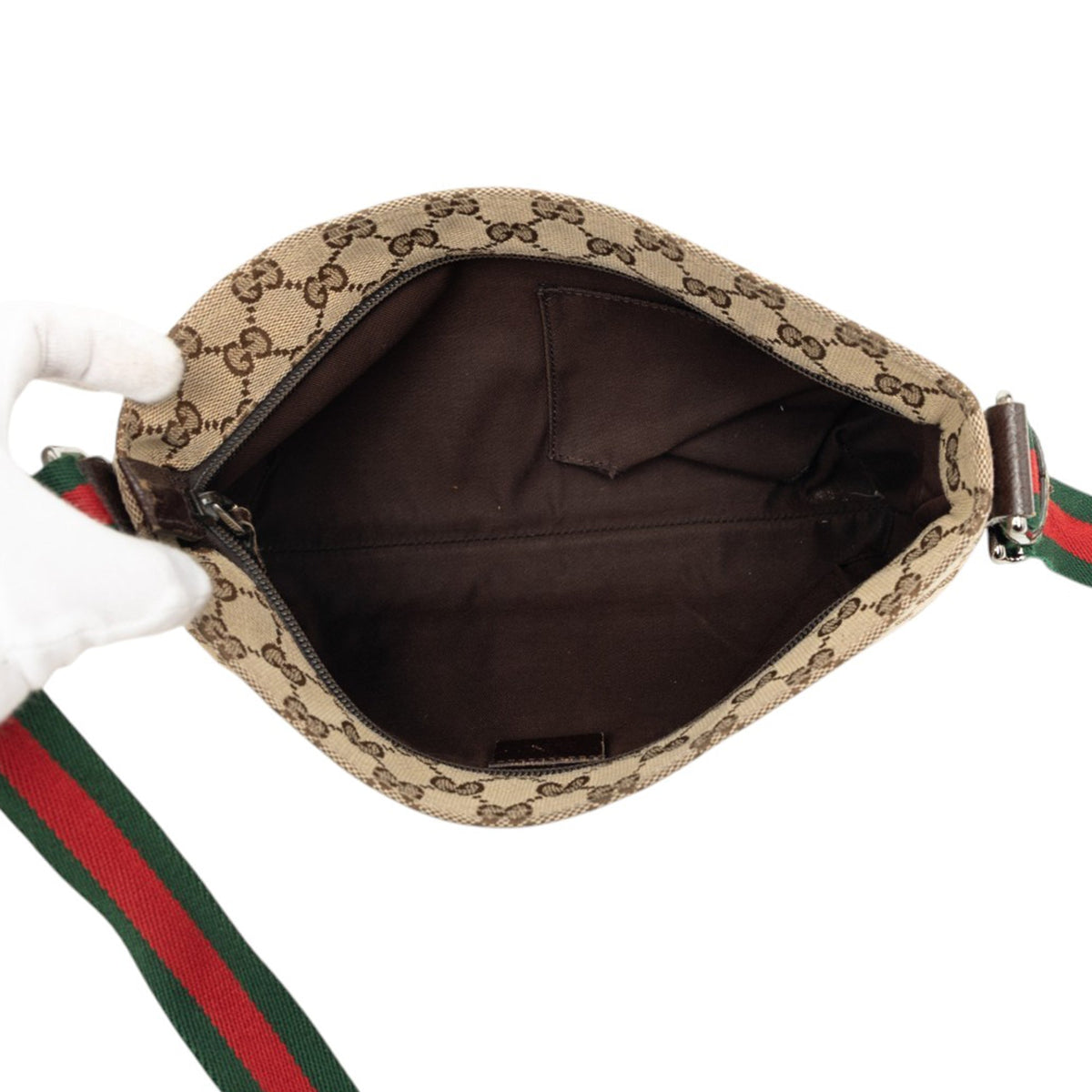Gucci GG Canvas Web Crossbody — Beige