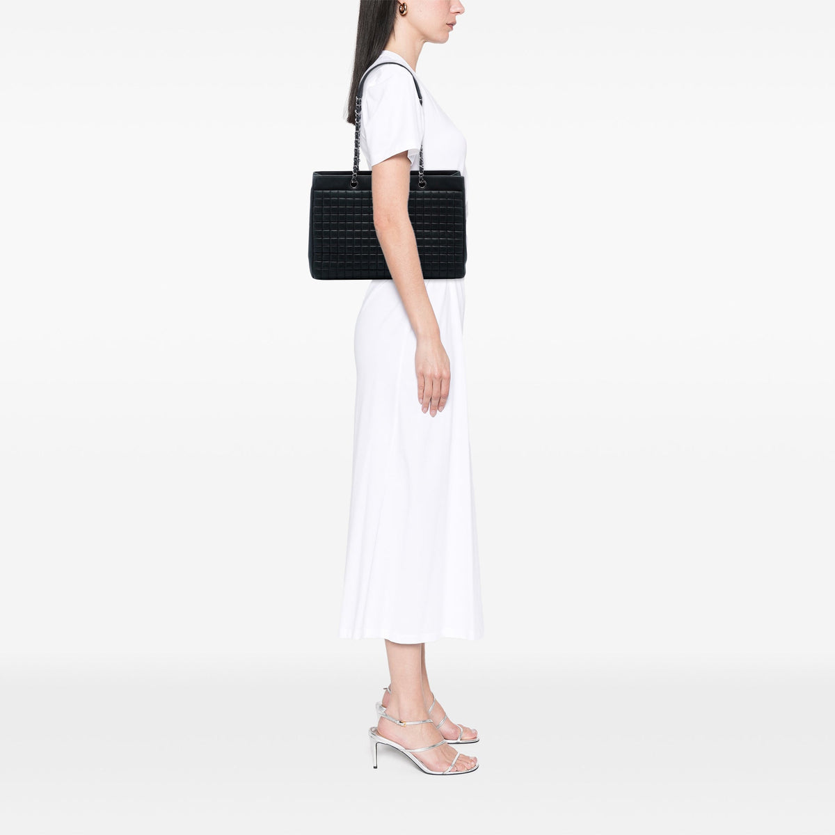 Chanel CC Bubble Quilt Iridescent Calfskin Chain Tote