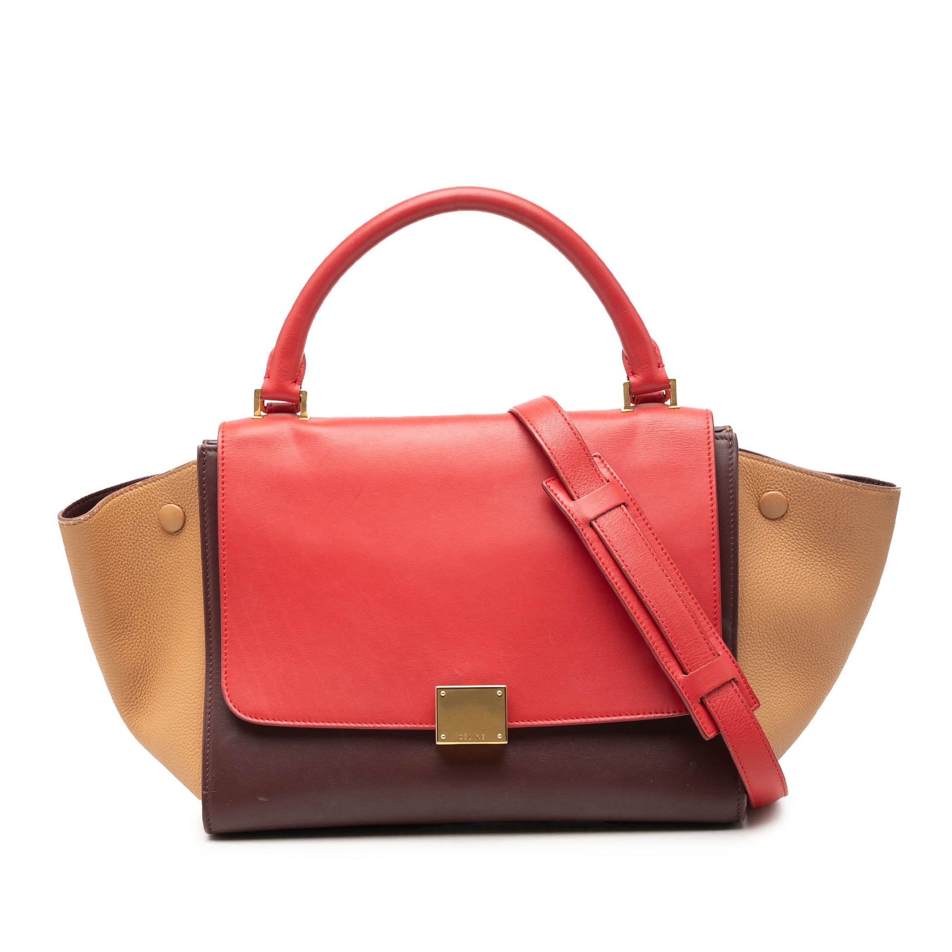 Celine Small Tricolor Leather Trapeze Satchel