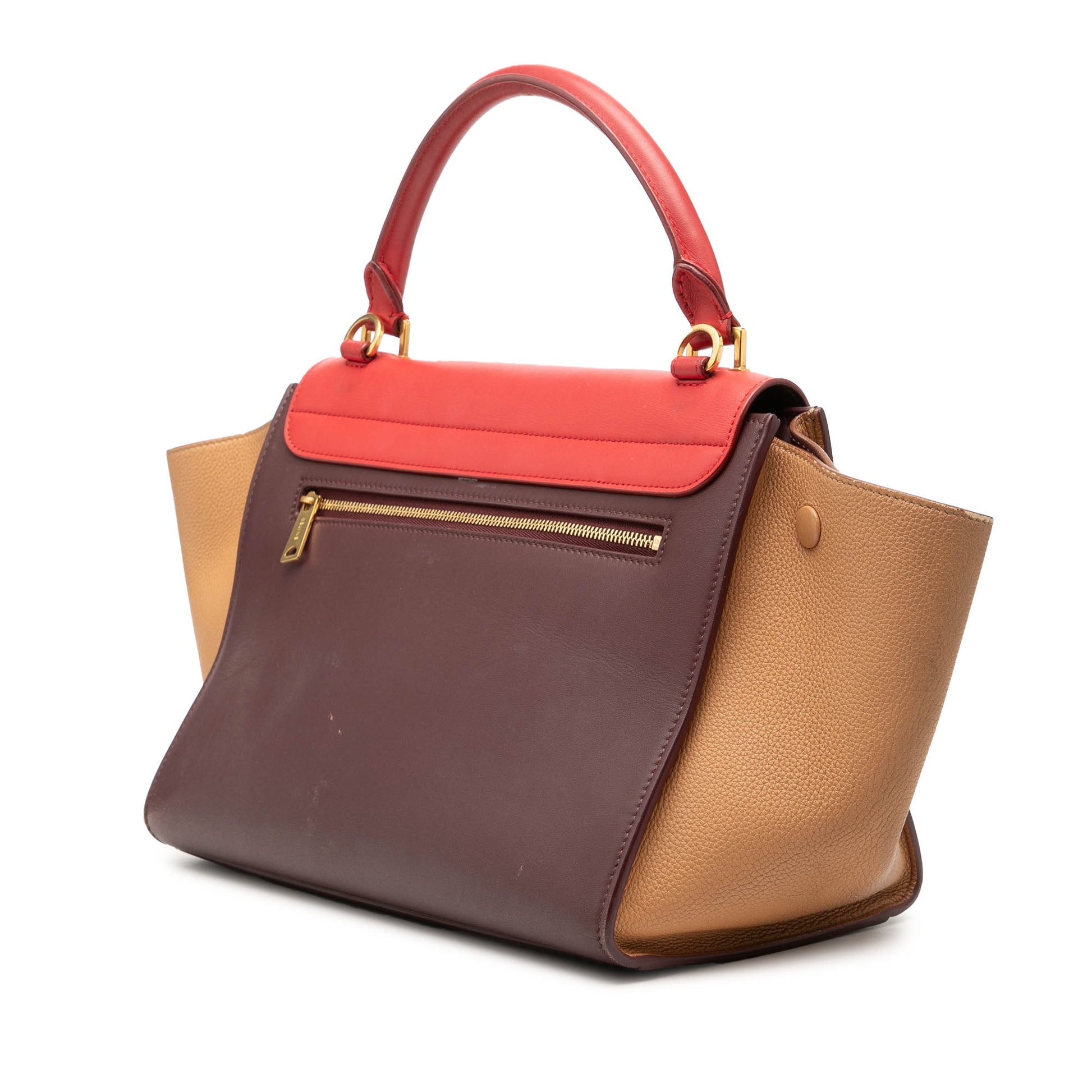 Celine Small Tricolor Leather Trapeze Satchel