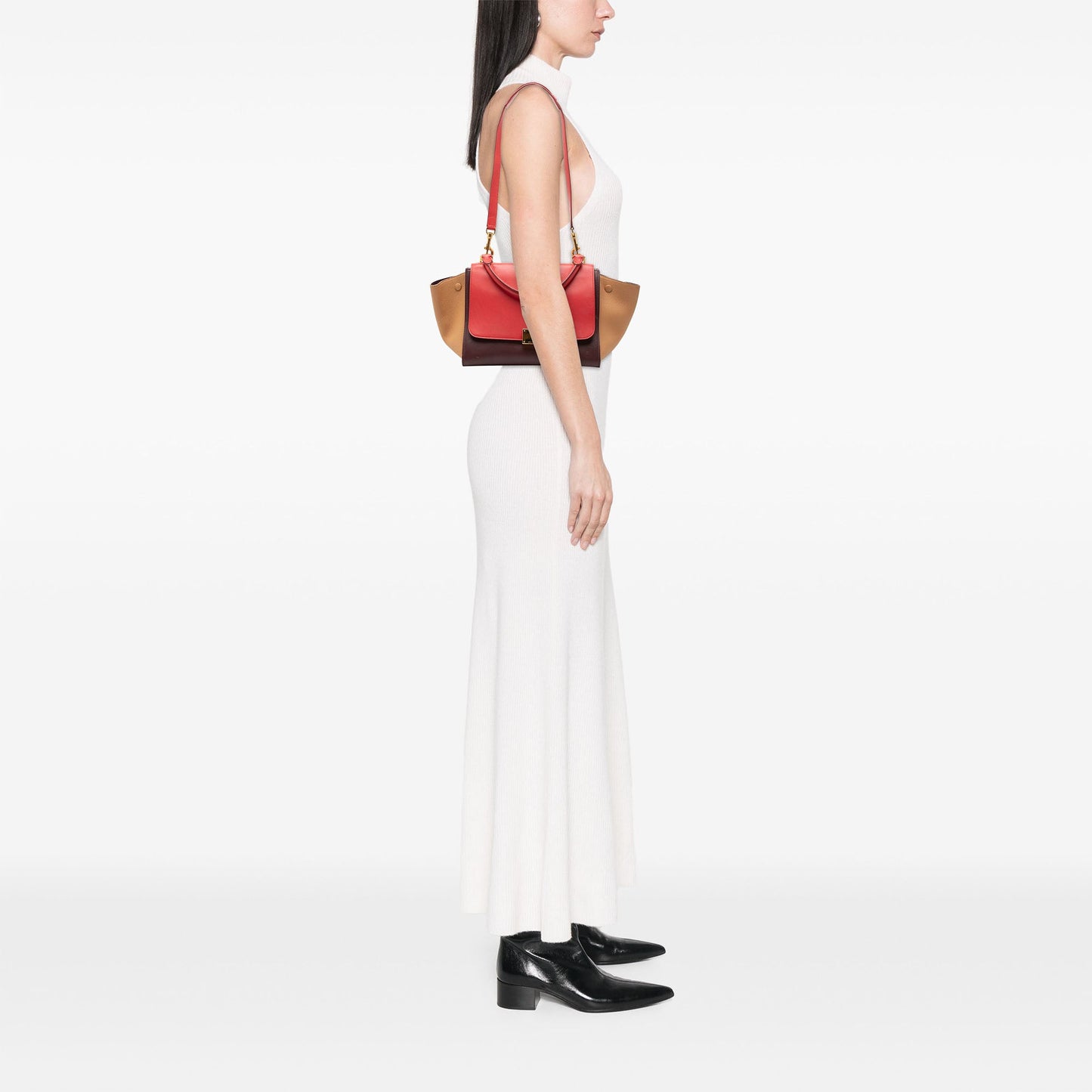 Celine Small Tricolor Leather Trapeze Satchel