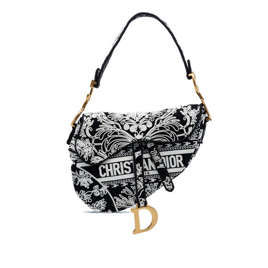 Dior Canvas Embroidered Ornamental Cornely Saddle Bag