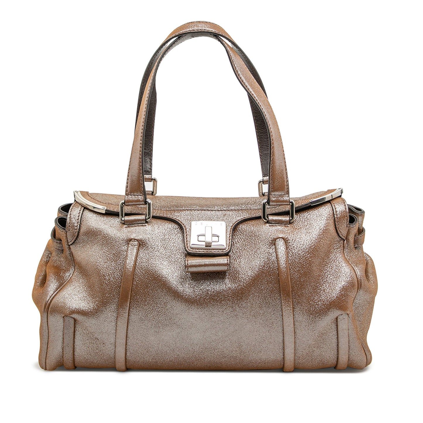 Celine Shimmer Leather Front Flap Shoulder Bag