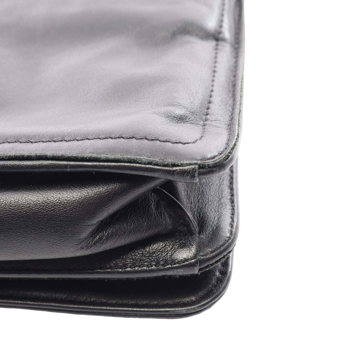 Chanel Shearling Trimmed CC Quilted Lambskin Flap — Black