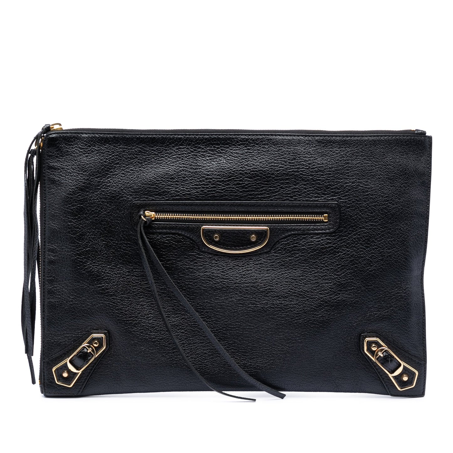 Balenciaga Goatskin Motocross Classic Metallic Edge Clutch
