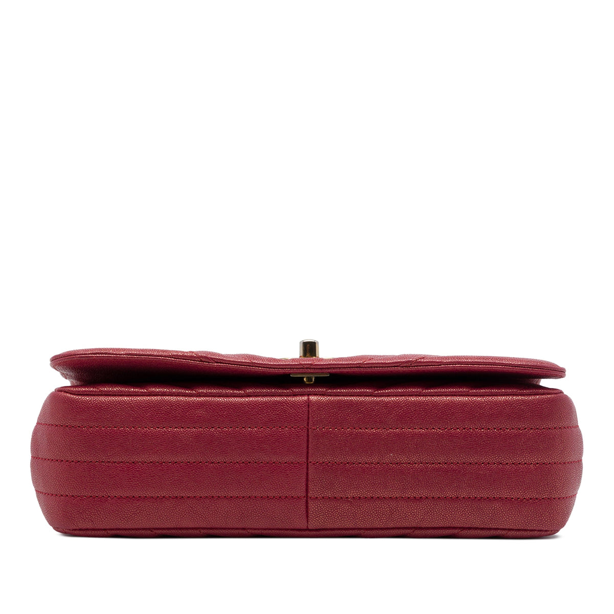 Chanel Medium Chevron Iridescent Caviar Statement Flap — Red