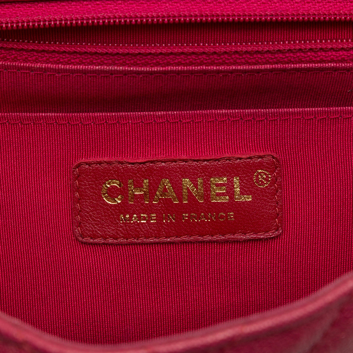 Chanel Medium Chevron Iridescent Caviar Statement Flap — Red