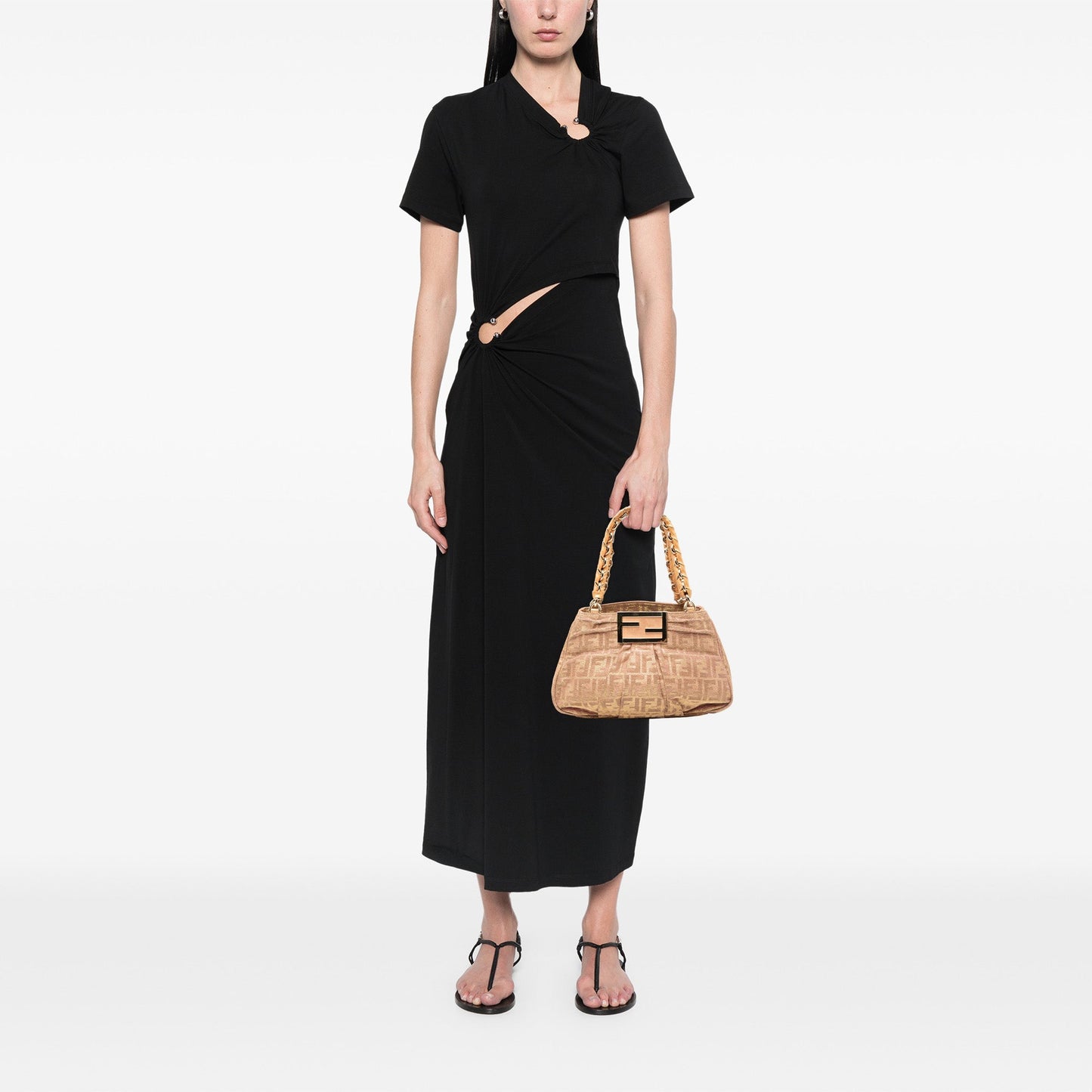 Fendi Small Zucca Metallic Lurex Mia Chain Tote