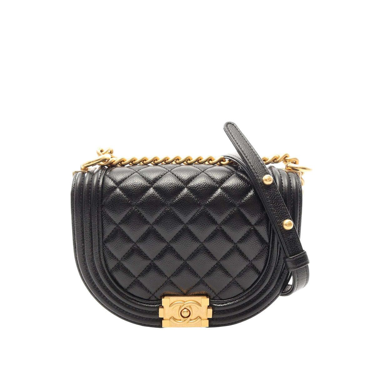Chanel Small Quilted Caviar Boy Messenger Bag — Black