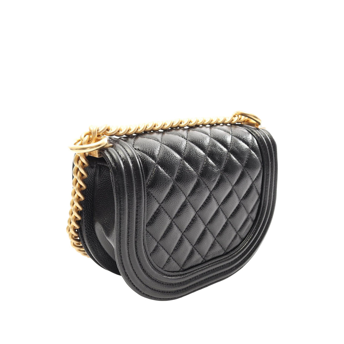 Chanel Small Quilted Caviar Boy Messenger Bag — Black