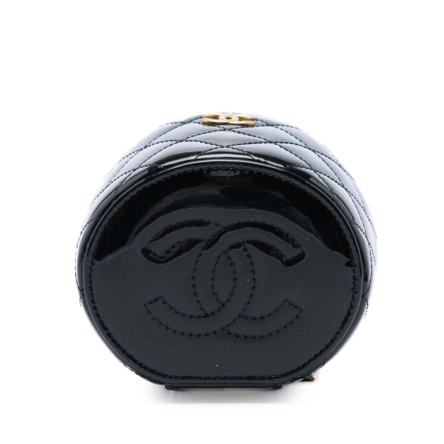 Chanel Quilted Patent Afternoon Tea Top Handle Vanity Case with Chain