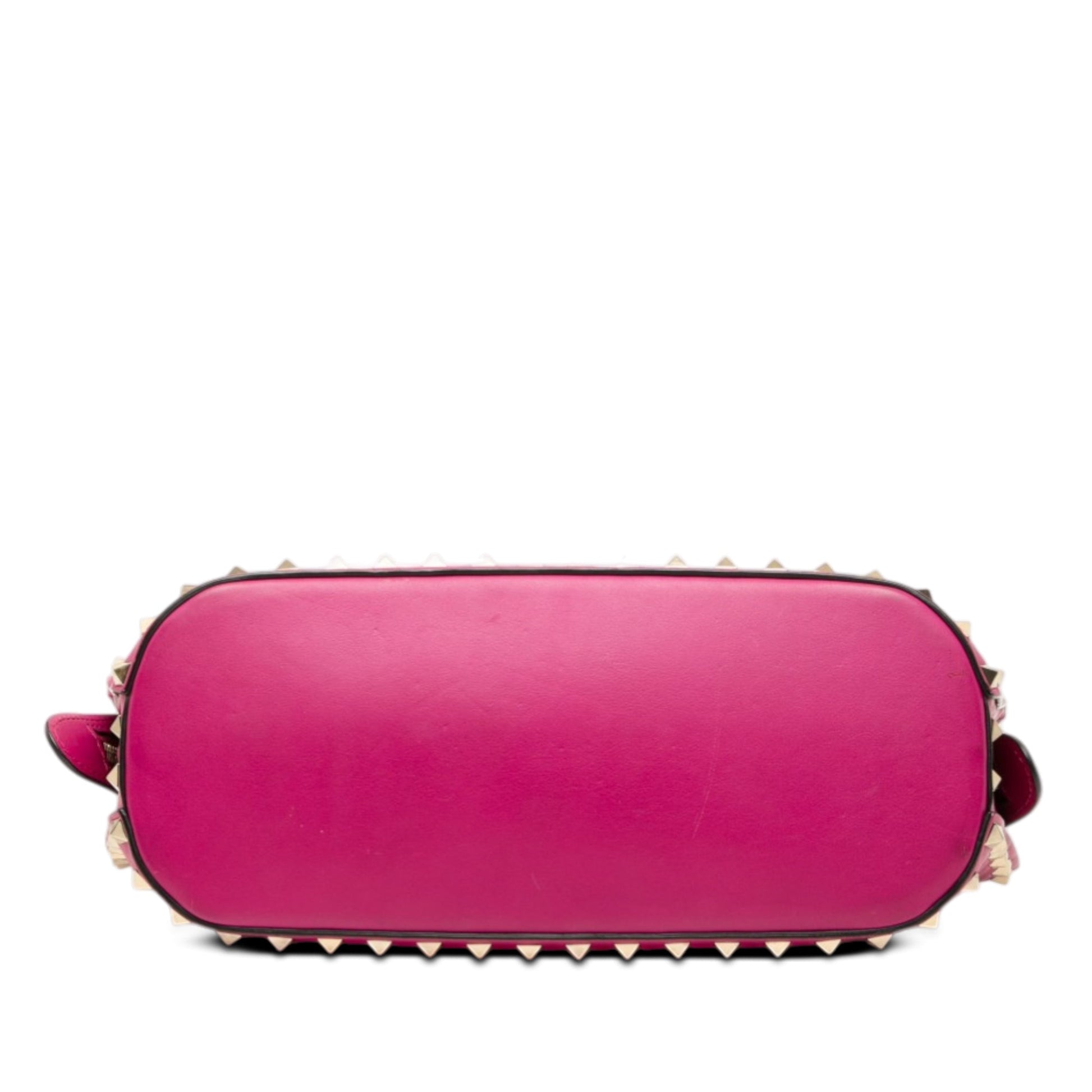 Leather Rockstud Top Handle Bag