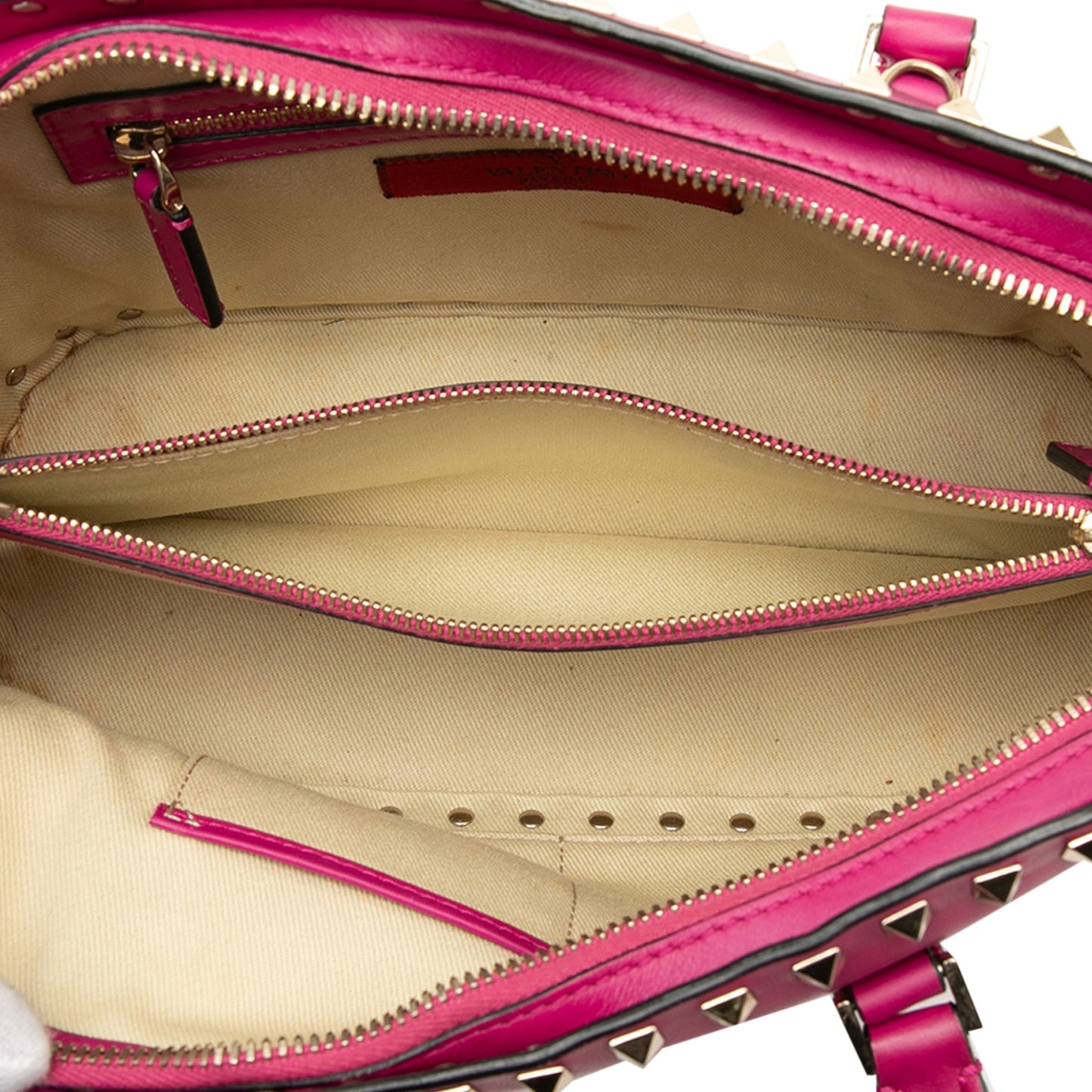 Leather Rockstud Top Handle Bag