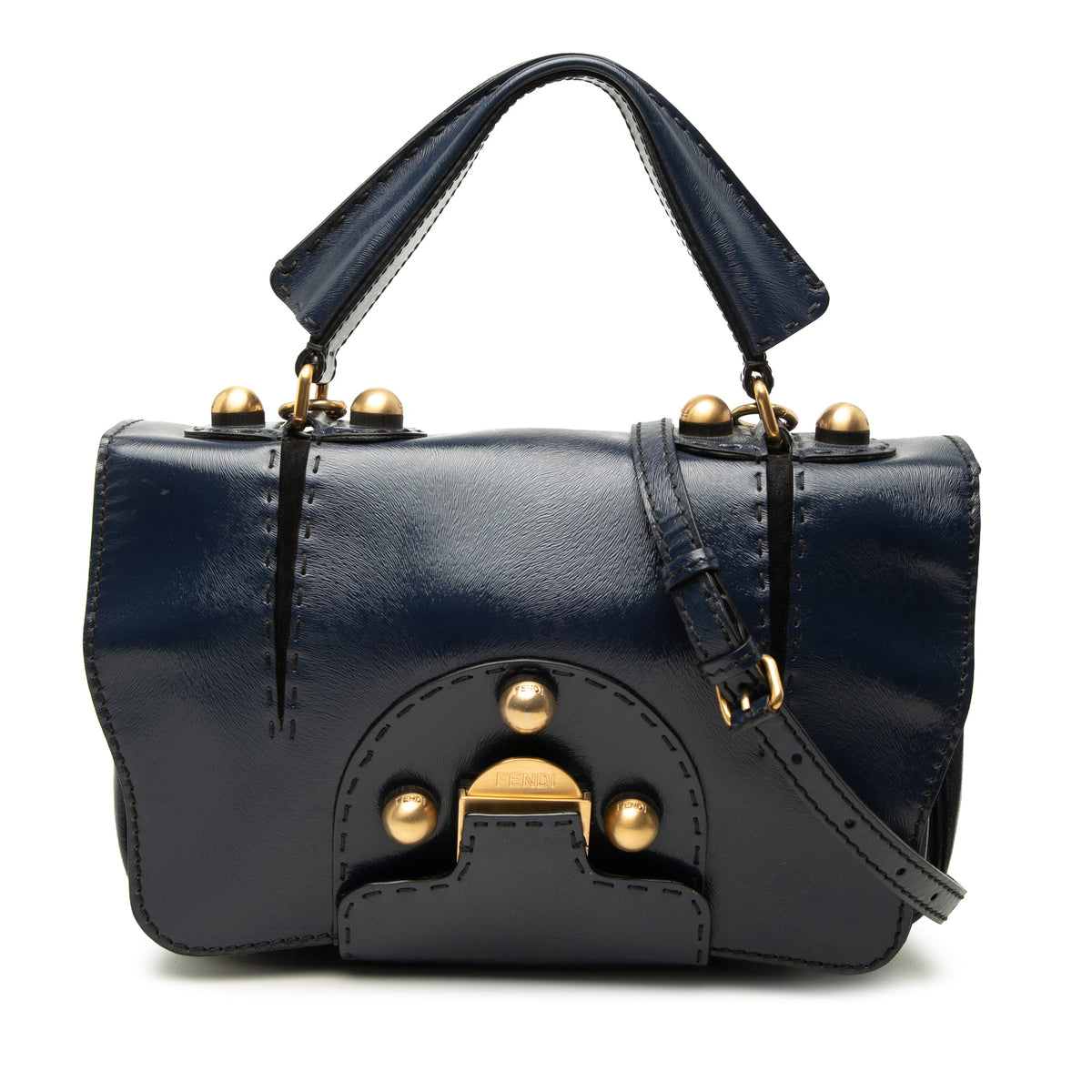 Fendi Textured Patent F3 Secret Code Satchel
