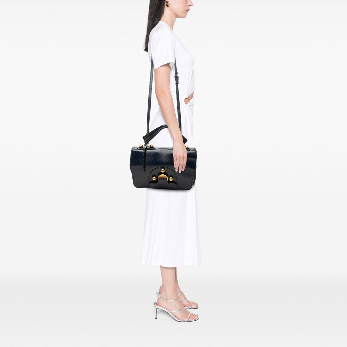 Fendi Textured Patent F3 Secret Code Satchel