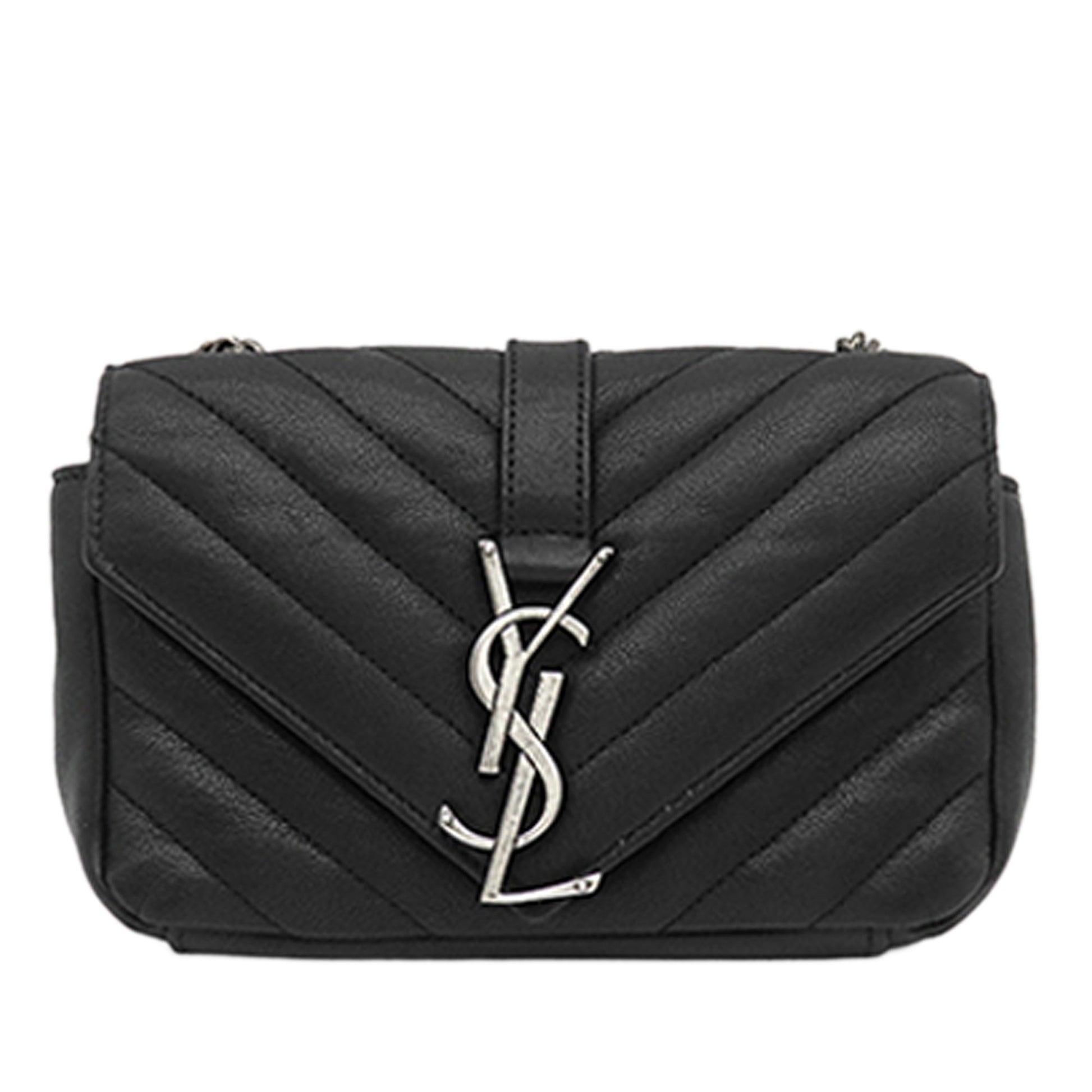 Saint Laurent Baby Sheepskin Chevron Classic Monogram Chain Bag