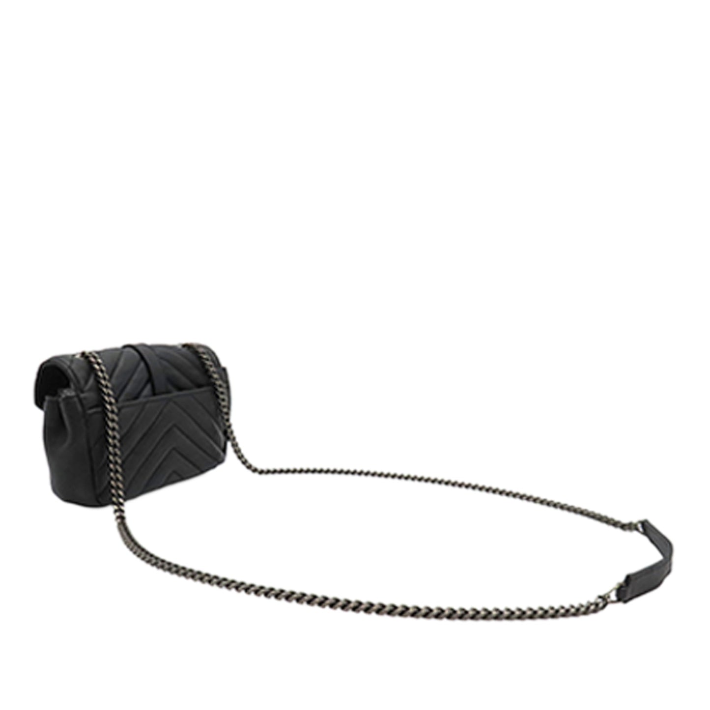 Saint Laurent Baby Sheepskin Chevron Classic Monogram Chain Bag