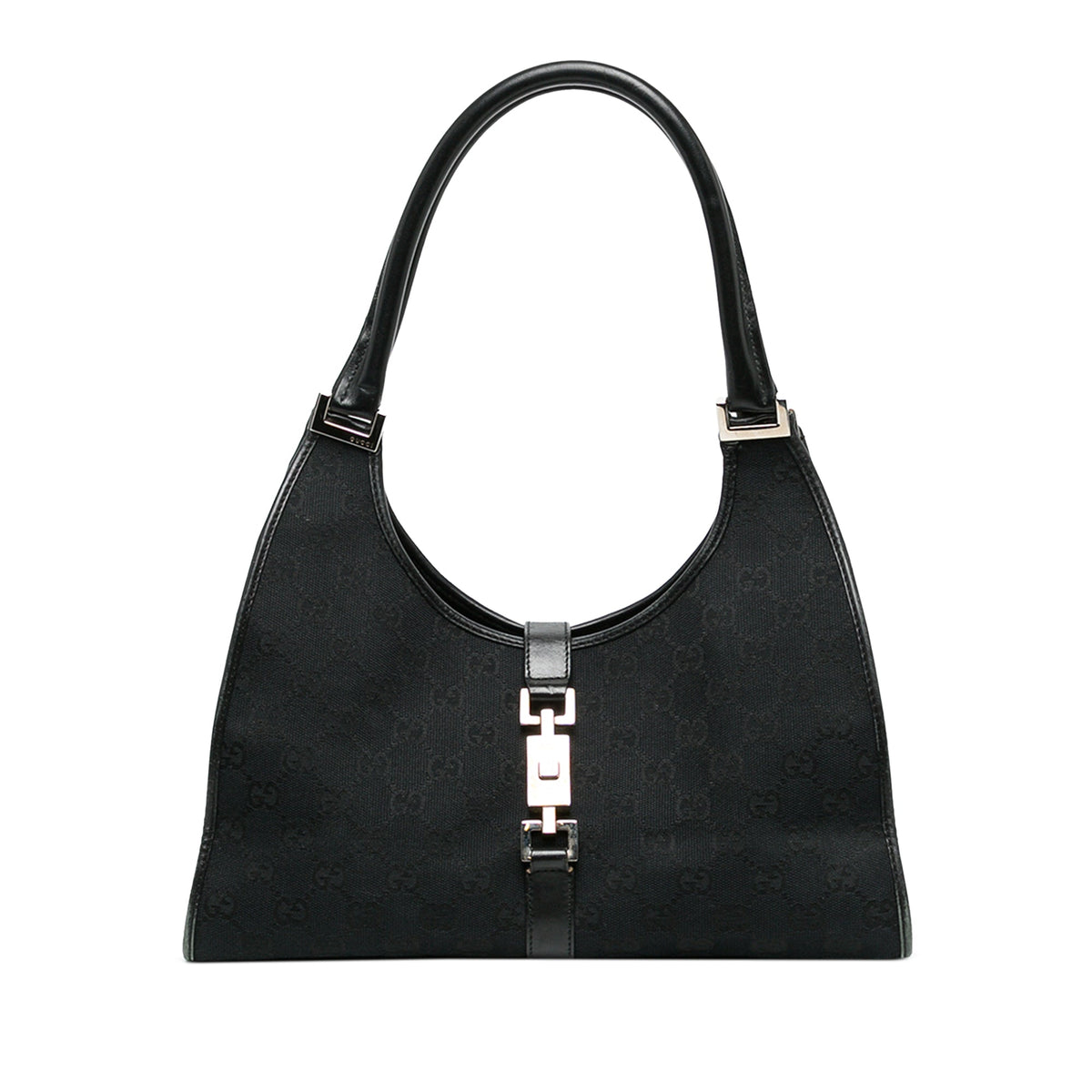 Gucci GG Canvas Jackie Bardot Shoulder Bag — Black