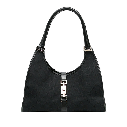 Gucci GG Canvas Jackie Bardot Shoulder Bag — Black